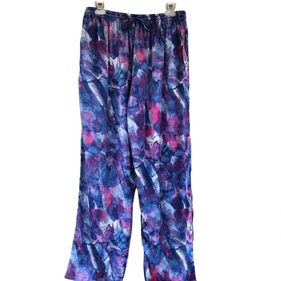 New Tyger Lotus blue and pink silk palazzo Wide leg pants Loungewear Ethereal - Picture 11 of 11